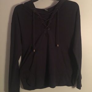 Lace up navy blue hoodie